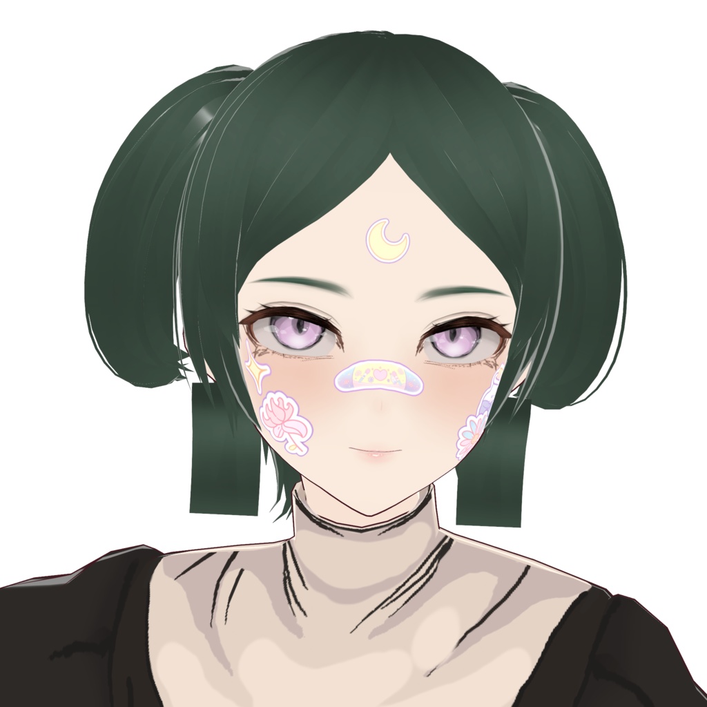 【VRoid用テクスチャ】魔法少女風フェイスステッカーセット / Magical Girl Face Sticker Texture for VRoid