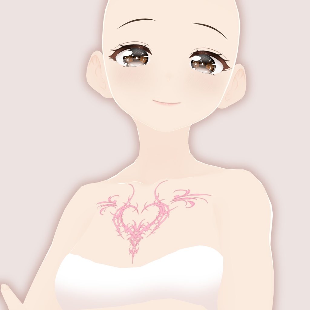 ❥ VRoid Tattoo Texture – Pink Gothic Chest & Belly Design ピンクゴシックタトゥー・胸とお腹用テクスチャ