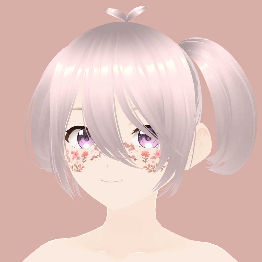 Vroid Face Sticker Texture – Soft Floral Blush & Branches / VRoid用フェイスステッカーテクスチャ(花と枝のやさしいデザイン)