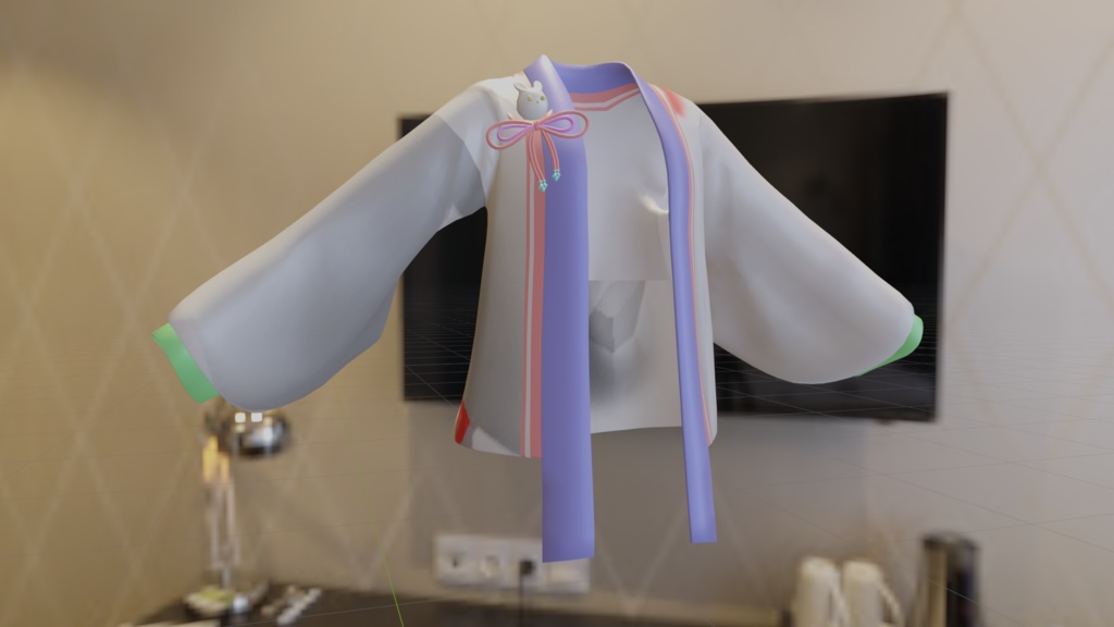Anime Clothing Asset: Hanfu Jacket with Sleeves & Bunny Accessory (FBX)