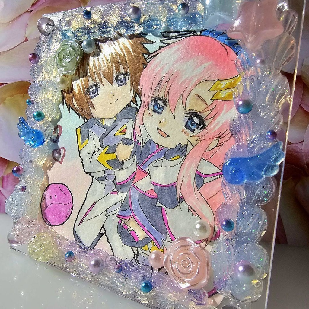 手描きイラスト デコケース ガンダムSEED キラ ラクス