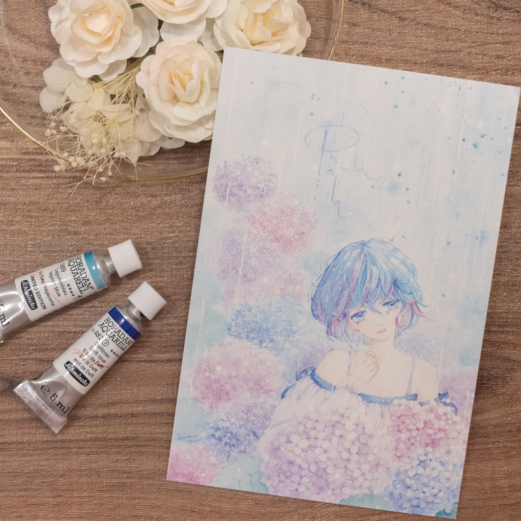 ポストカード 「花の涙と優しい雨と」
