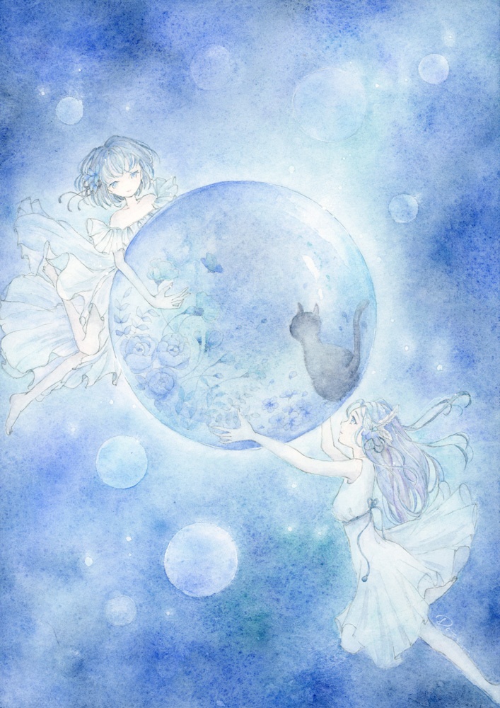 額装原画「青い花が咲く星」