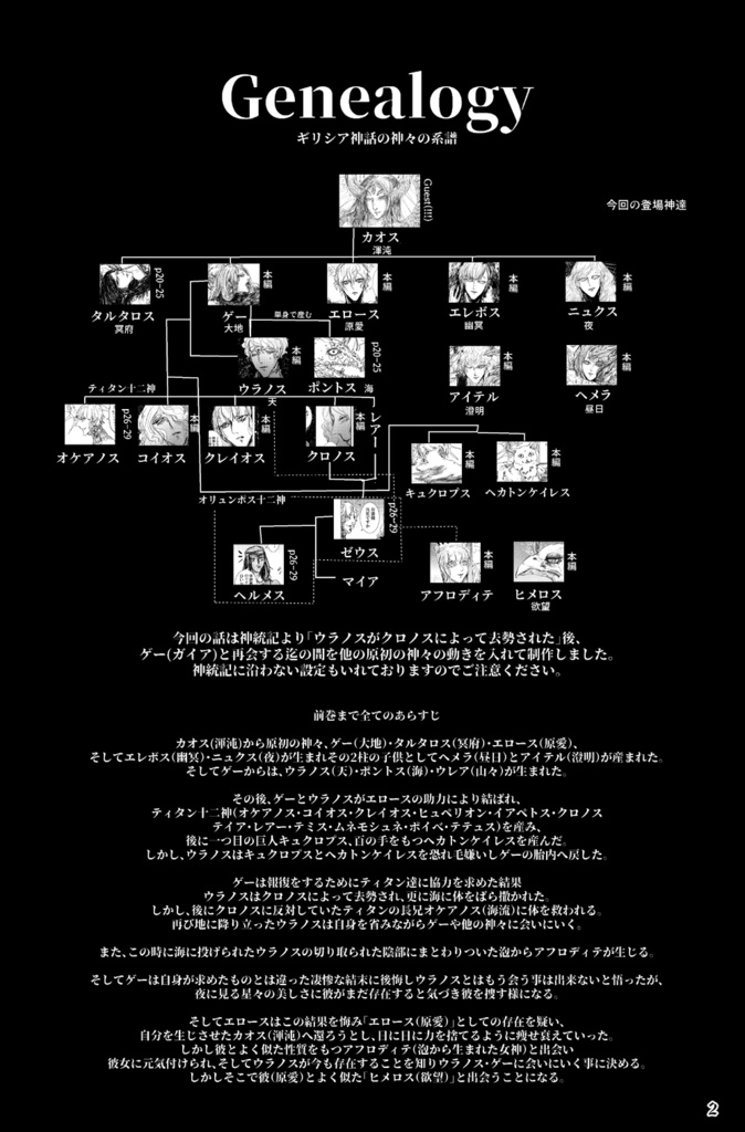 aeon vol.4/ギリシア神話本/神統記/ウラノスの去勢後の周りの神々のお話/The night tale between stories in Theogony.