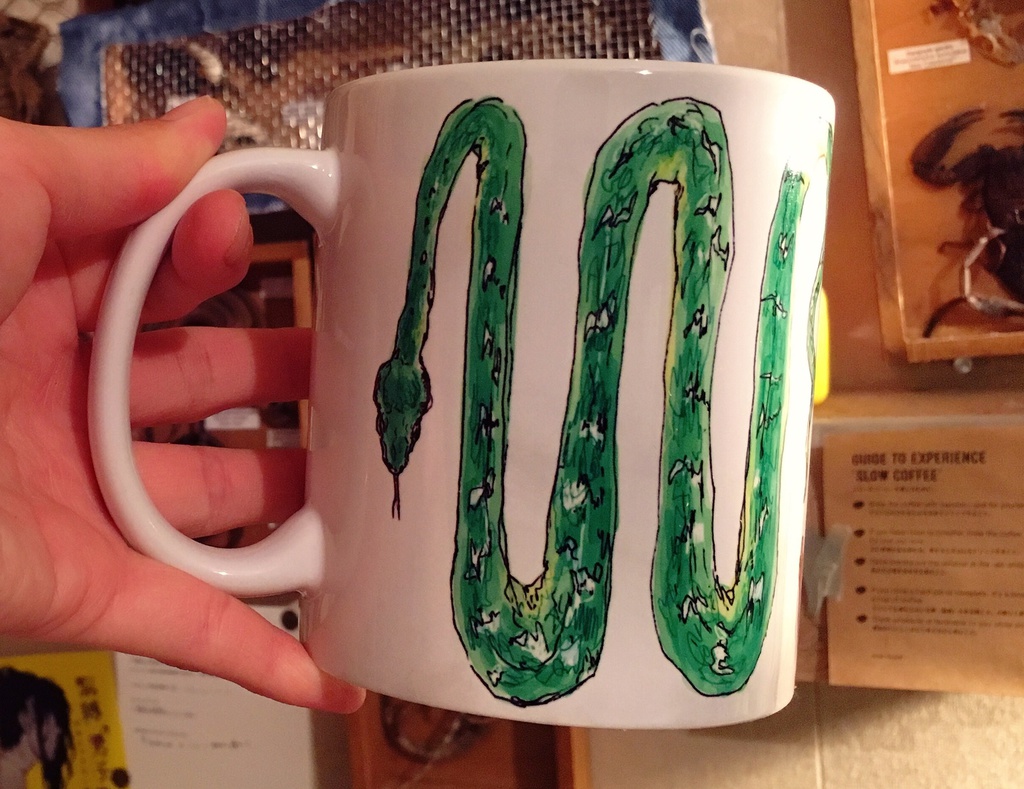 MUG(陶器製)現在2種/Barista Barn owl(バリスタのメンフクロウ)/Emerald tree boa and her babies(エメラルドツリーボア)/Ammonia