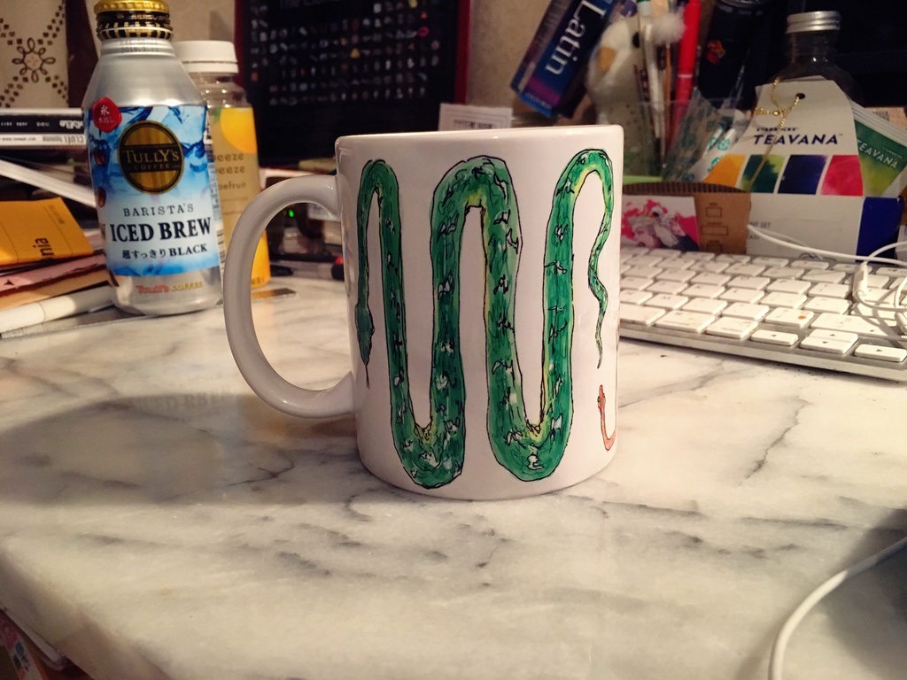 MUG(陶器製)現在2種/Barista Barn owl(バリスタのメンフクロウ)/Emerald tree boa and her babies(エメラルドツリーボア)/Ammonia