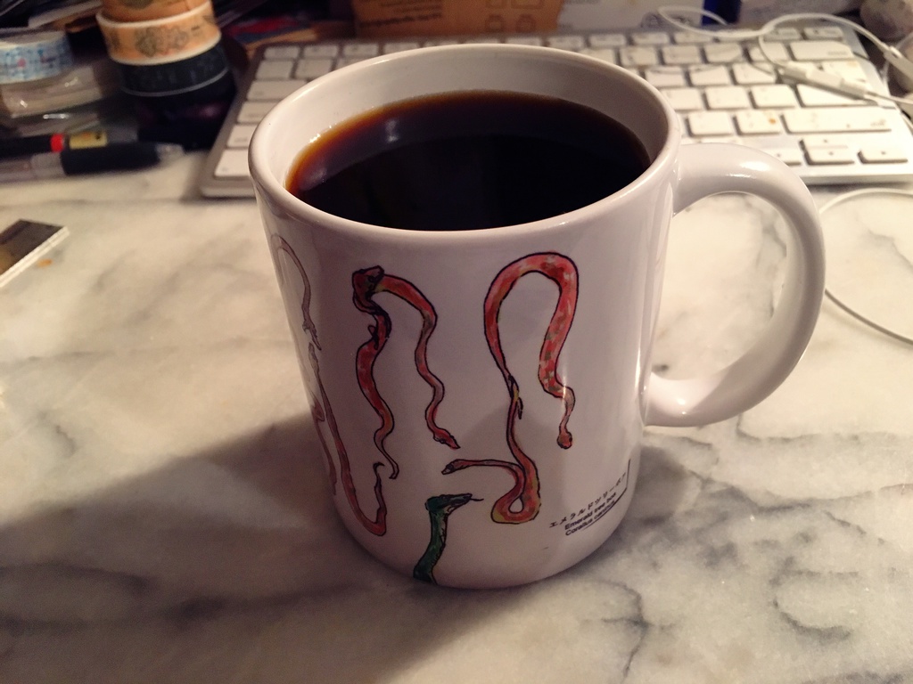 MUG(陶器製)現在2種/Barista Barn owl(バリスタのメンフクロウ)/Emerald tree boa and her babies(エメラルドツリーボア)/Ammonia