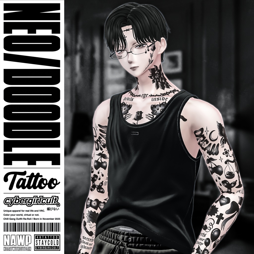 【8アバター対応】Neo Doodle Tattoo/ネオドゥードゥルタトゥー