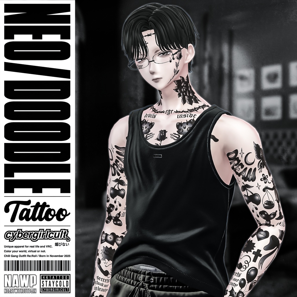【8アバター対応】Neo Doodle Tattoo/ネオドゥードゥルタトゥー