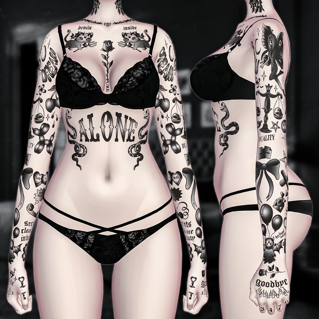 【8アバター対応】Neo Doodle Tattoo/ネオドゥードゥルタトゥー