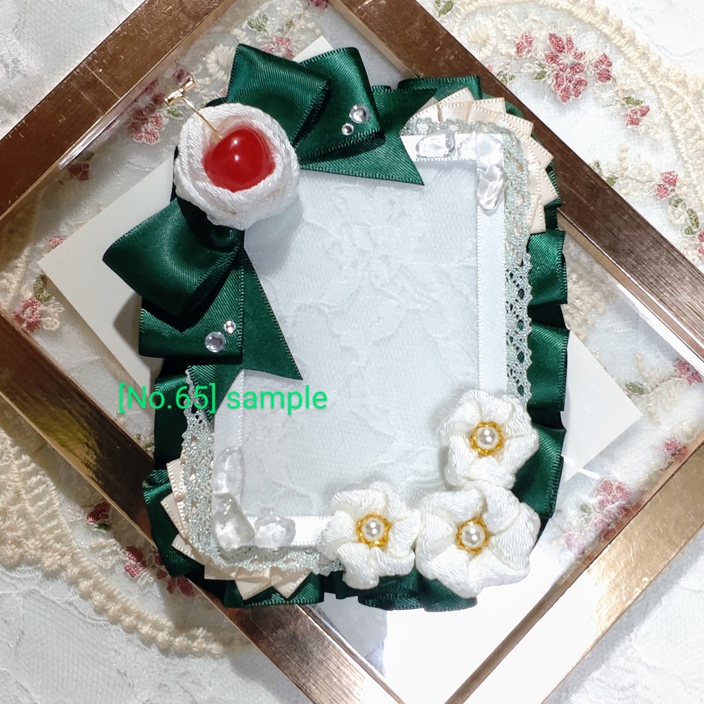 [65]つまみ細工　クリームソーダの硬質デコケース(緑)