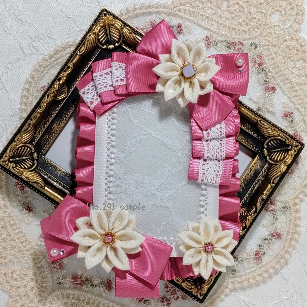 [29]B8 つまみ細工の硬質デコケース(ピンク)