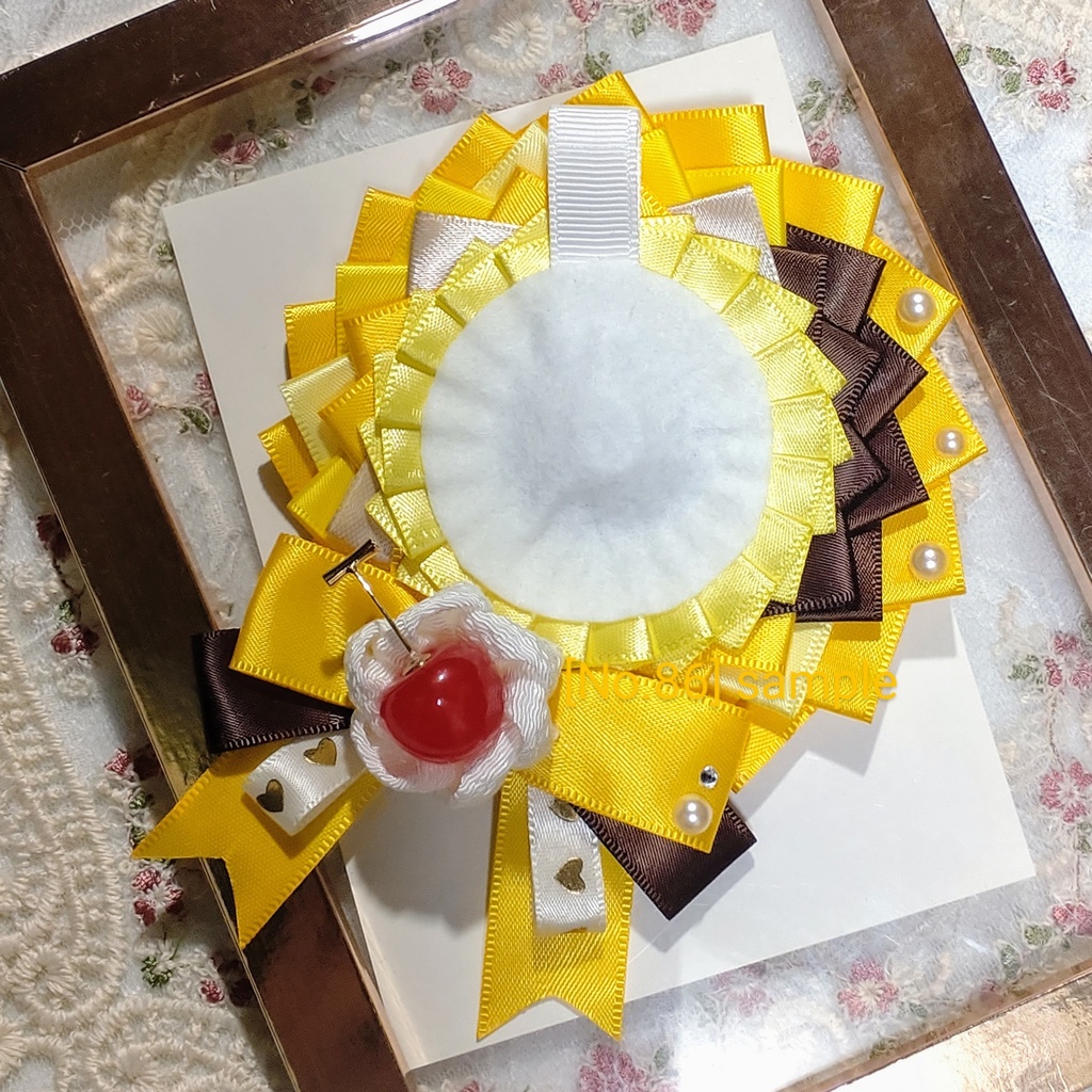 [86]54〜57mm用　つまみ細工　カスタードプリンの痛ロゼット(黄)