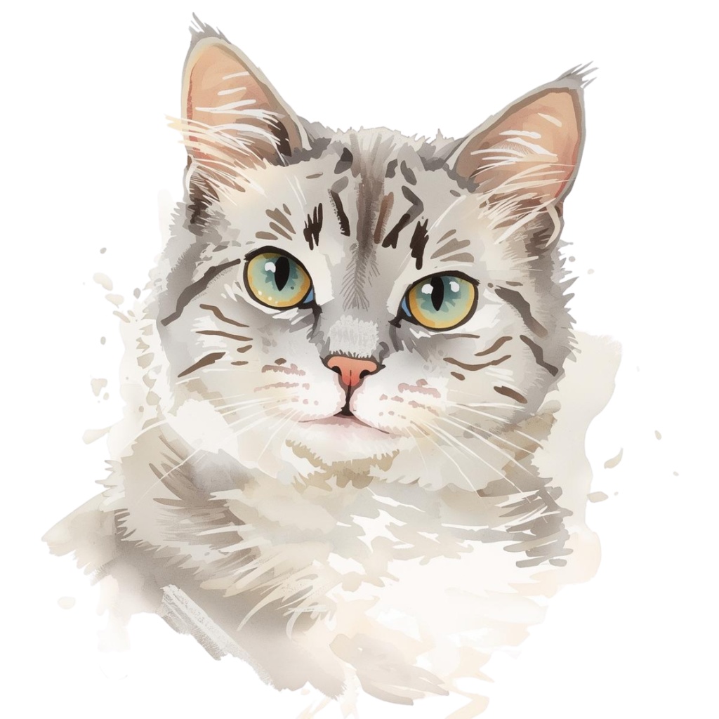 🎨 水彩画風の可愛い猫クリップアート10点セット 🐾