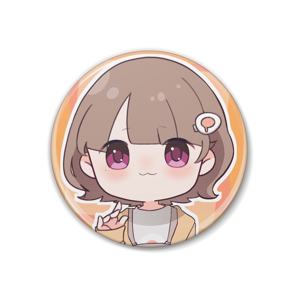 デフォルメ缶バッジ　オレンジ