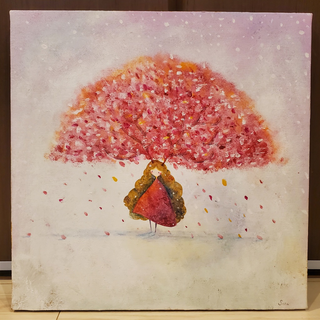 【ご売約済】油絵原画「鹿桜」