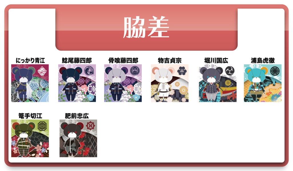 くまらぶ缶バッジ:戦闘服(短刀・脇差・打刀)