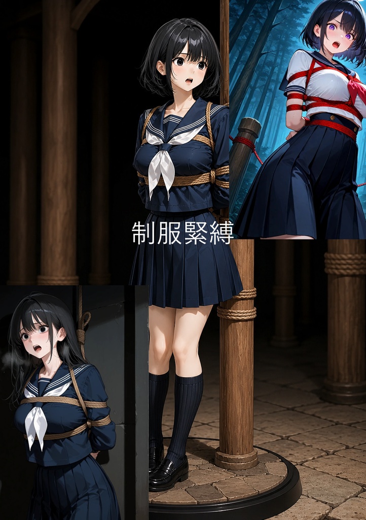 制服　着衣緊縛