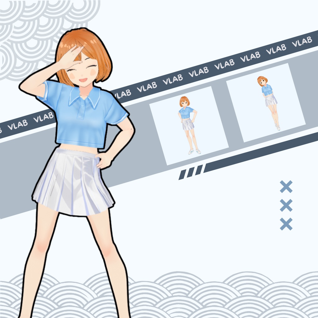 あおぞら Casual Crop Polo VRoid Outfit｜Female｜Anime Style