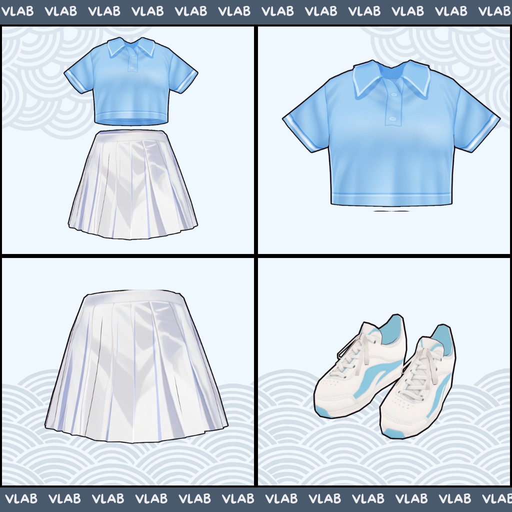 あおぞら Casual Crop Polo VRoid Outfit|Female|Anime Style