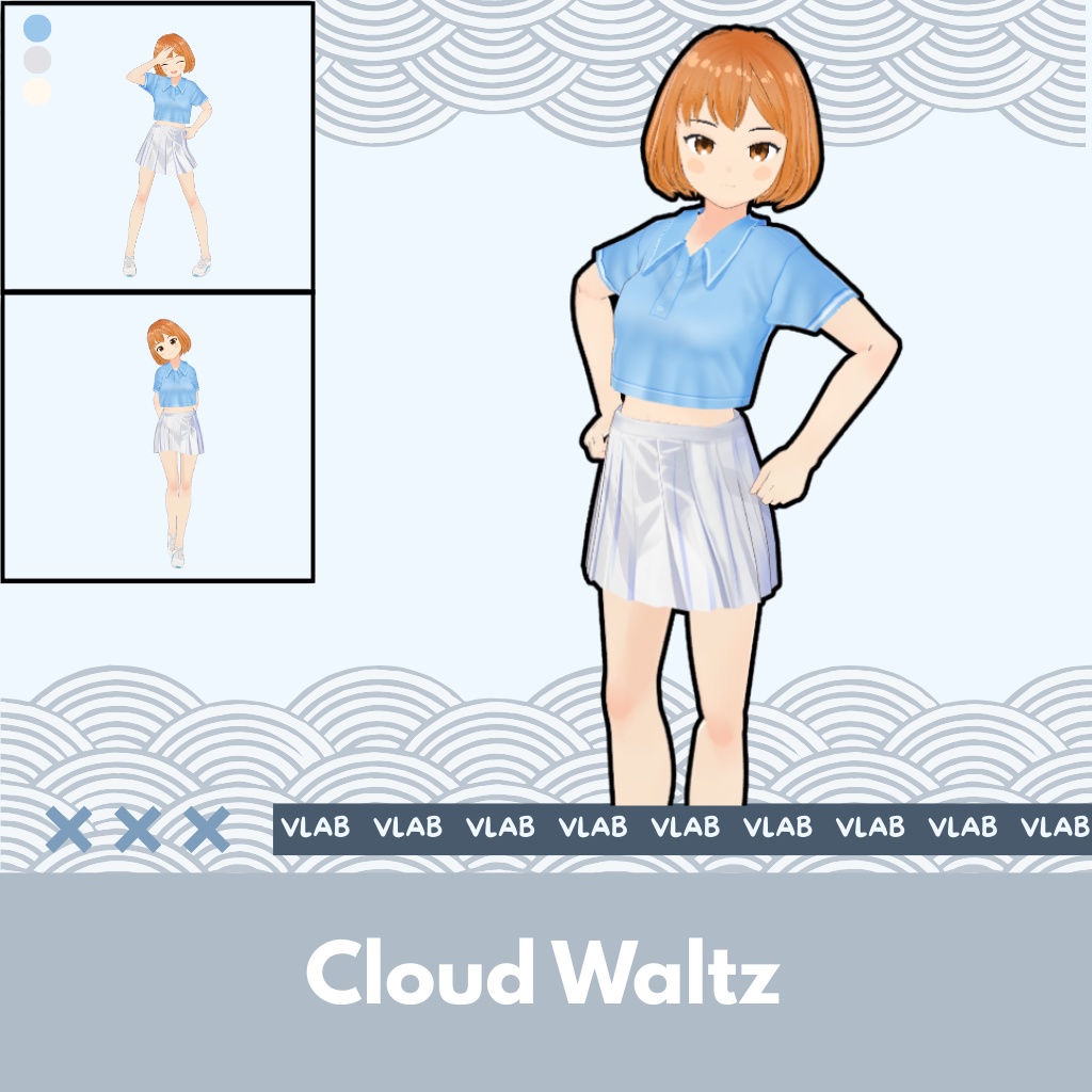 あおぞら Casual Crop Polo VRoid Outfit|Female|Anime Style