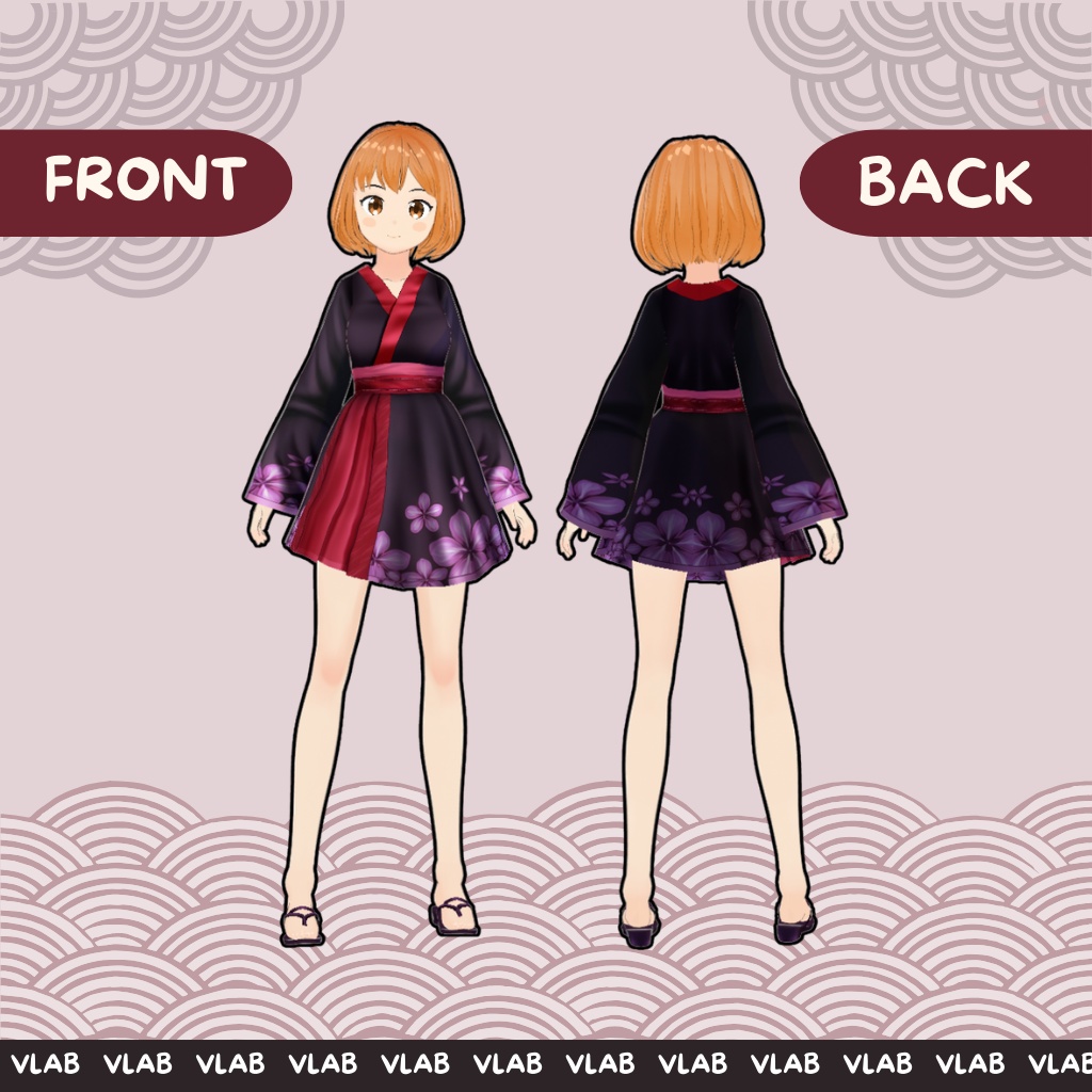 Akane VRoid Wa-Modern Dress for Female | VRoid Studio Outfit | Anime Style | Digital Fashion
