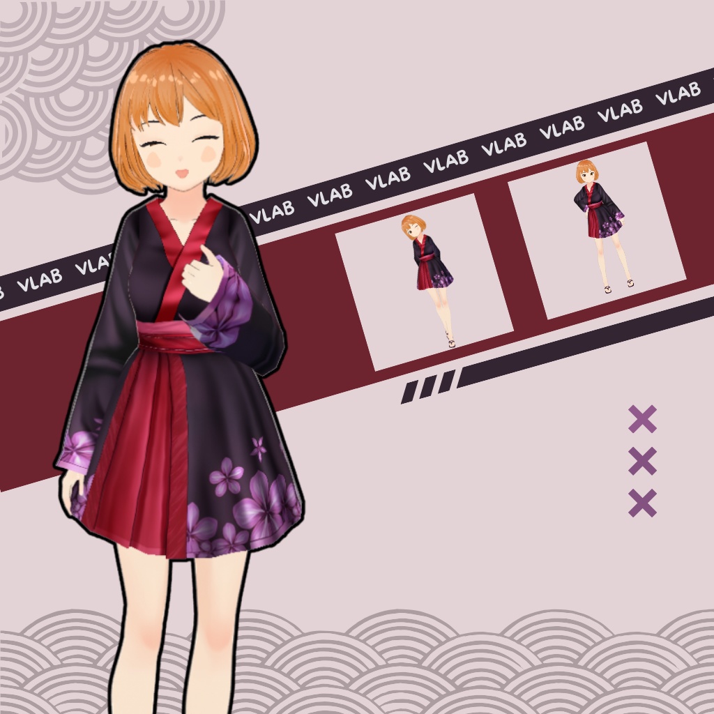 Akane VRoid Wa-Modern Dress for Female | VRoid Studio Outfit | Anime Style | Digital Fashion