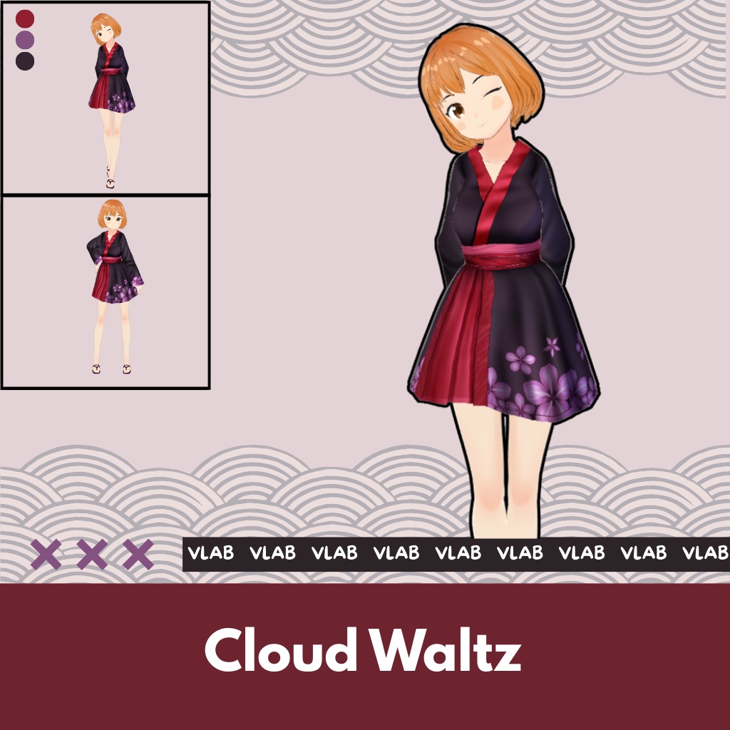 Akane VRoid Wa-Modern Dress for Female | VRoid Studio Outfit | Anime Style | Digital Fashion
