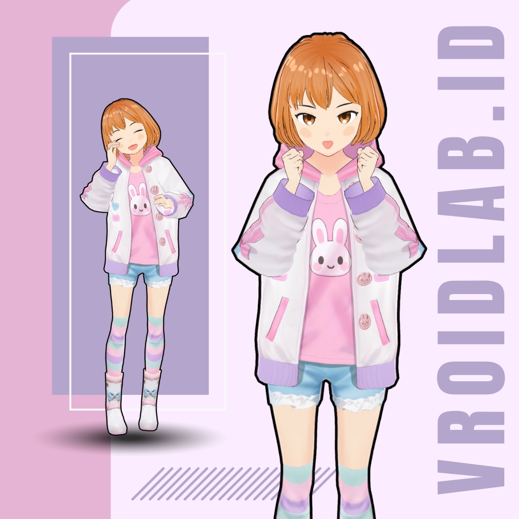 Pastel Bunny VRoid Cute Outfit for Female | VRoid Studio | Anime Style