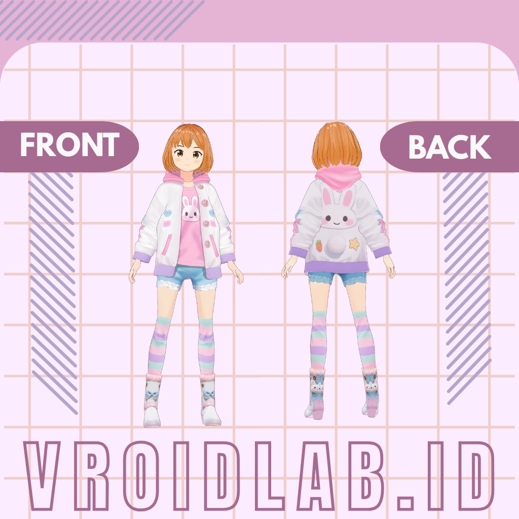 Pastel Bunny VRoid Cute Outfit for Female | VRoid Studio | Anime Style