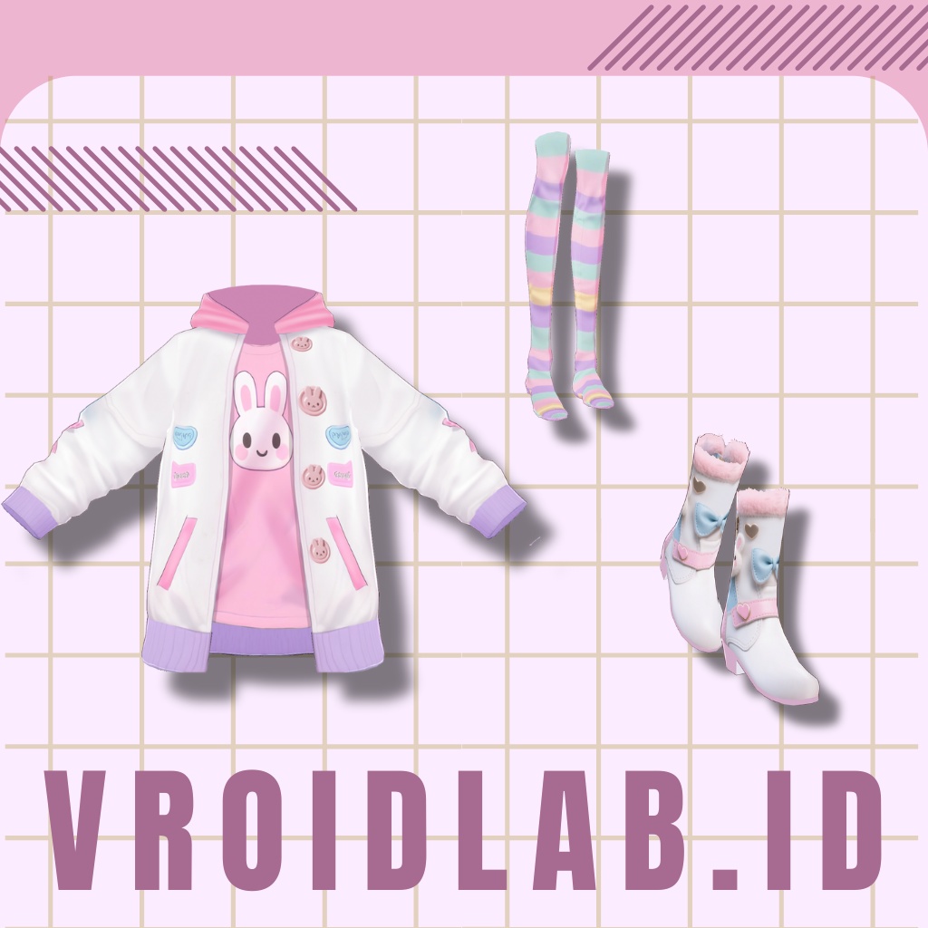 Pastel Bunny VRoid Cute Outfit for Female | VRoid Studio | Anime Style