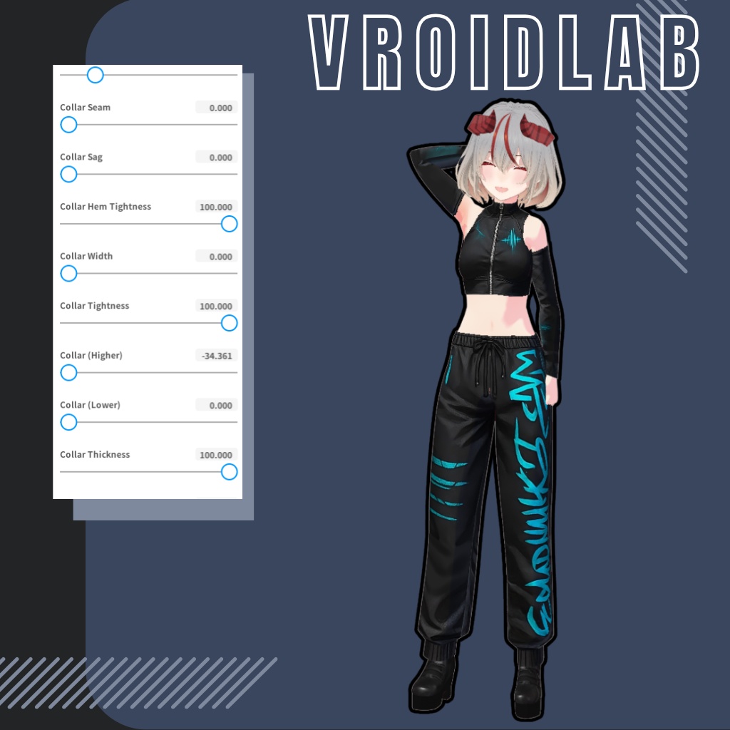 Noctyra VRoid Cyber Street Outfit for Female | VRoid Studio Outfit | Anime Style