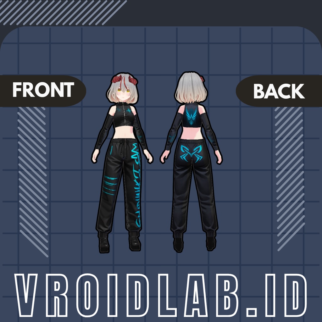 Noctyra VRoid Cyber Street Outfit for Female | VRoid Studio Outfit | Anime Style