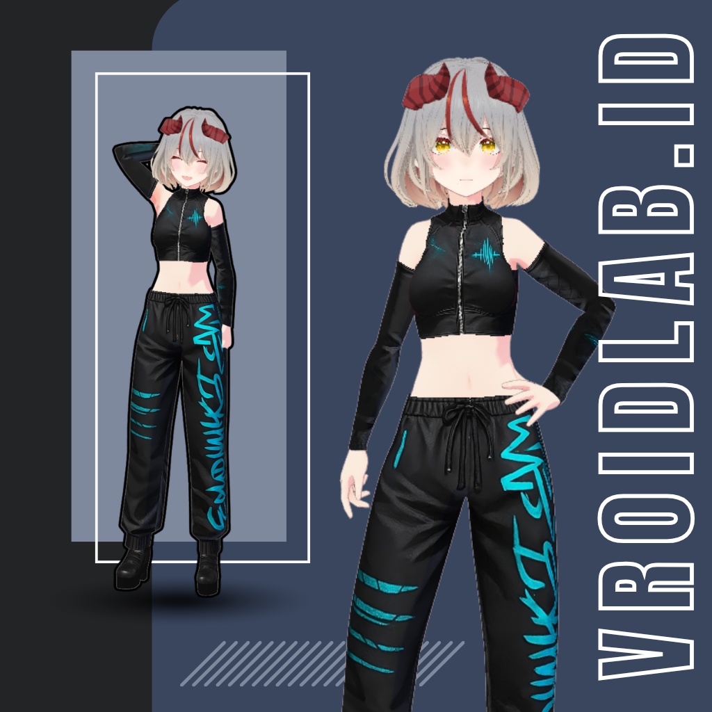 Noctyra VRoid Cyber Street Outfit for Female | VRoid Studio Outfit | Anime Style