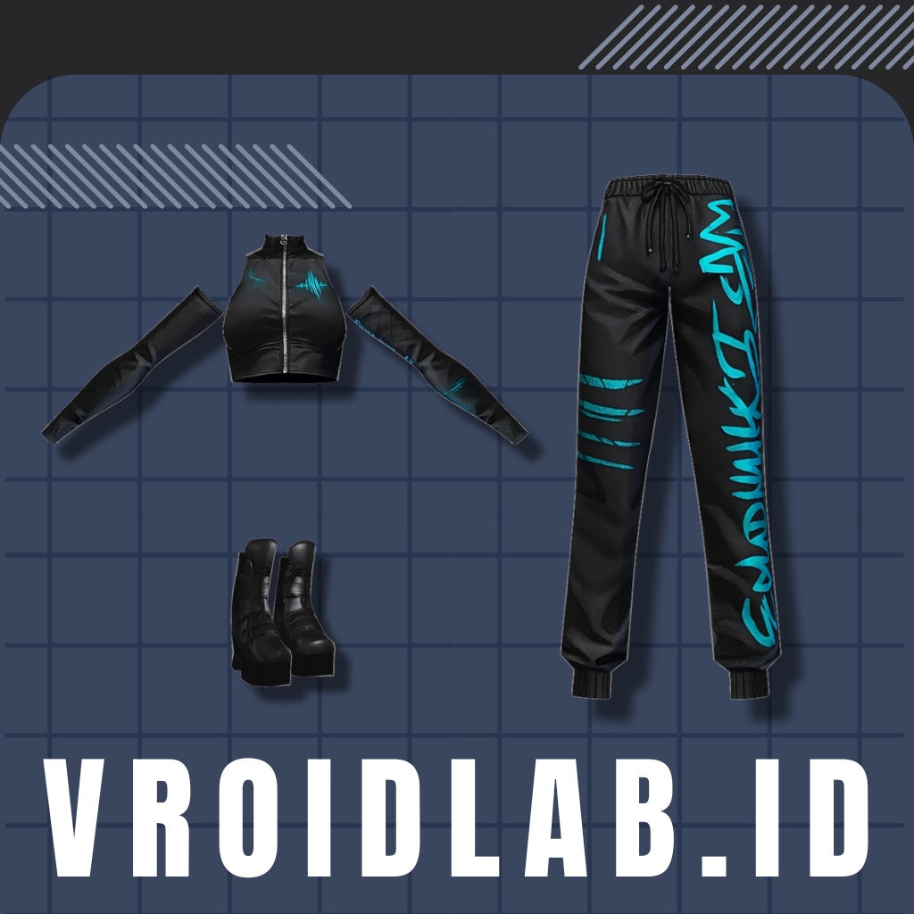 Noctyra VRoid Cyber Street Outfit for Female | VRoid Studio Outfit | Anime Style