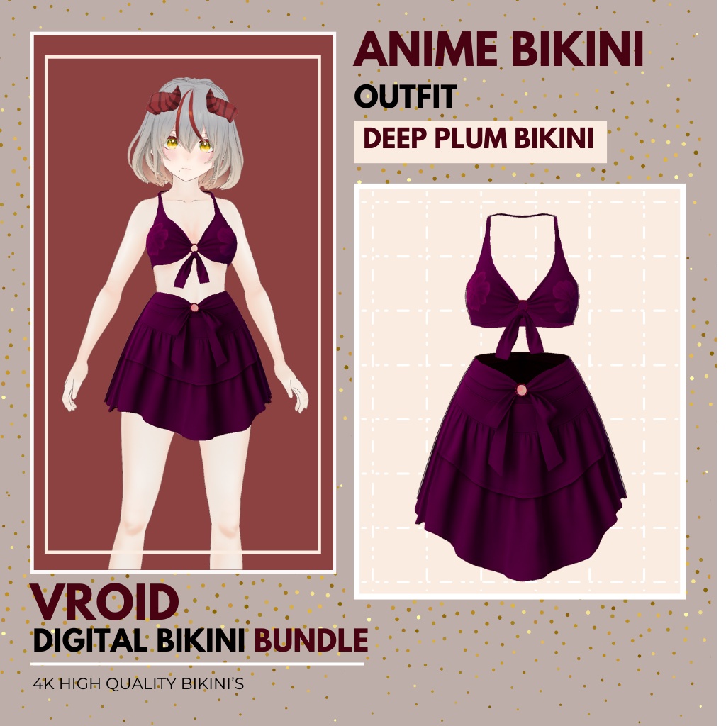 ゔろいど びきに せっと(じょせいよう)| ゔろいど すたじお よう いしょう | あにめ すたいる VRoid Bikini Set for Female | VRoid Studio Outfit | Anime Style