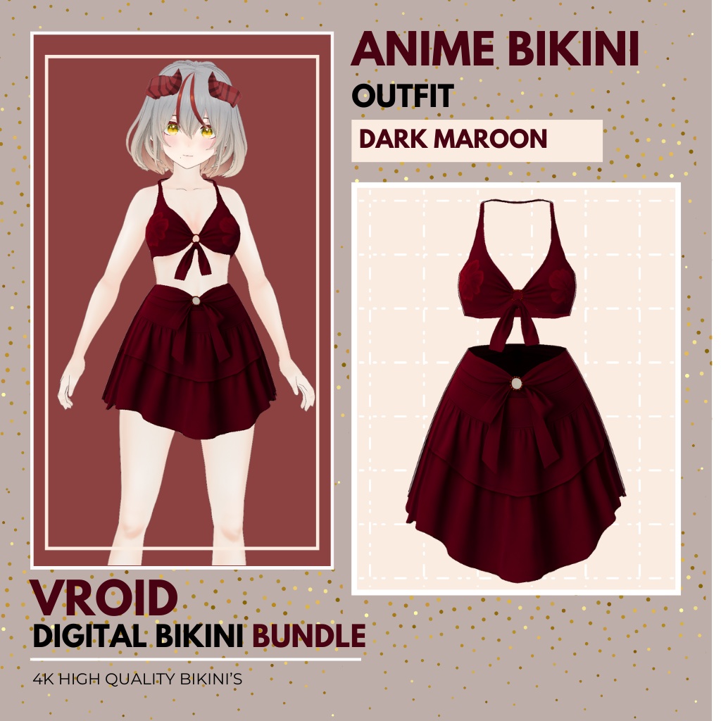 ゔろいど びきに せっと(じょせいよう)| ゔろいど すたじお よう いしょう | あにめ すたいる VRoid Bikini Set for Female | VRoid Studio Outfit | Anime Style