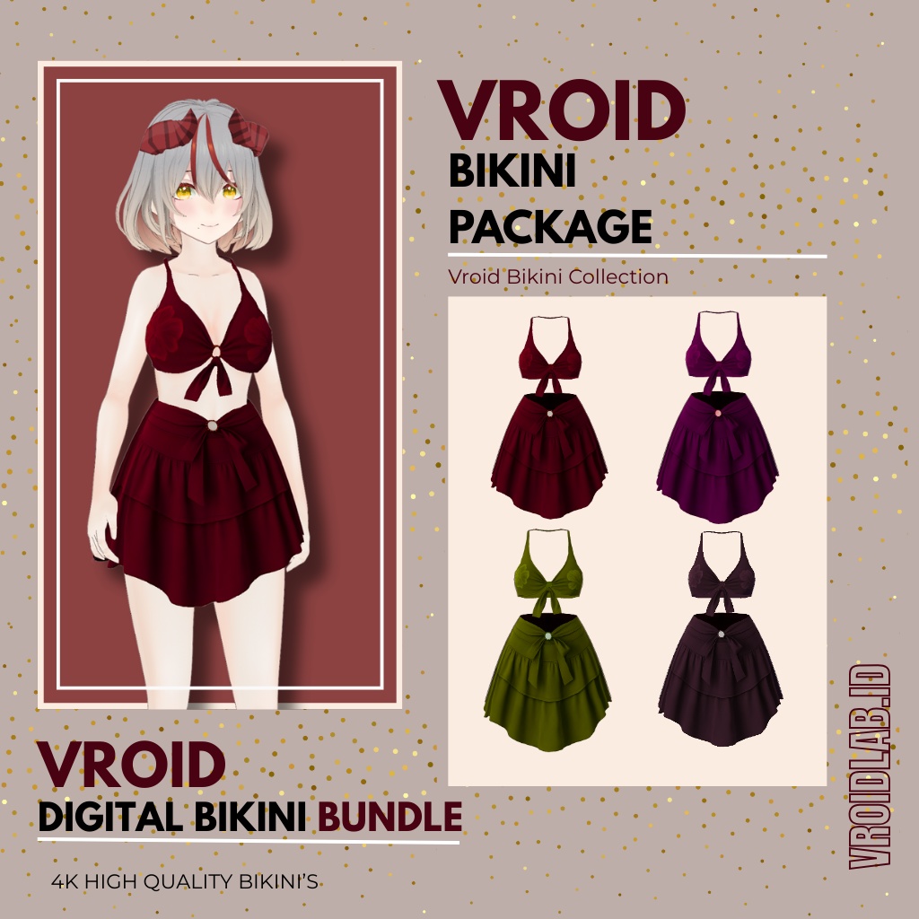 ゔろいど びきに せっと（じょせいよう）｜ ゔろいど すたじお よう いしょう ｜ あにめ すたいる VRoid Bikini Set for Female | VRoid Studio Outfit | Anime Style