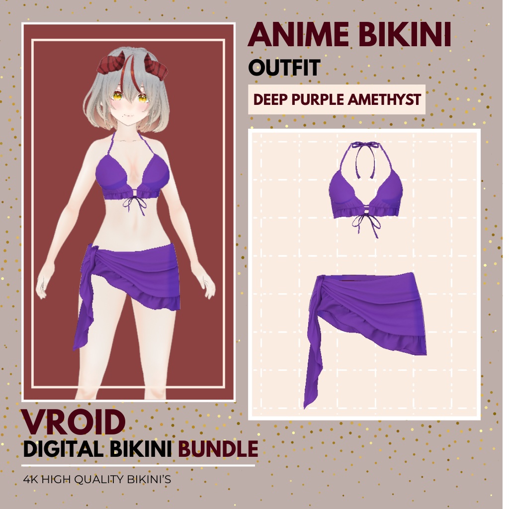 ぶいろいど びきに ぱっけーじ ふぉー ふぃめーる|ぶいろいど すたじお あうとふぃっと|あにめ すたいる VRoid Bikini Package for Female | VRoid Studio Outfit | Anime Style