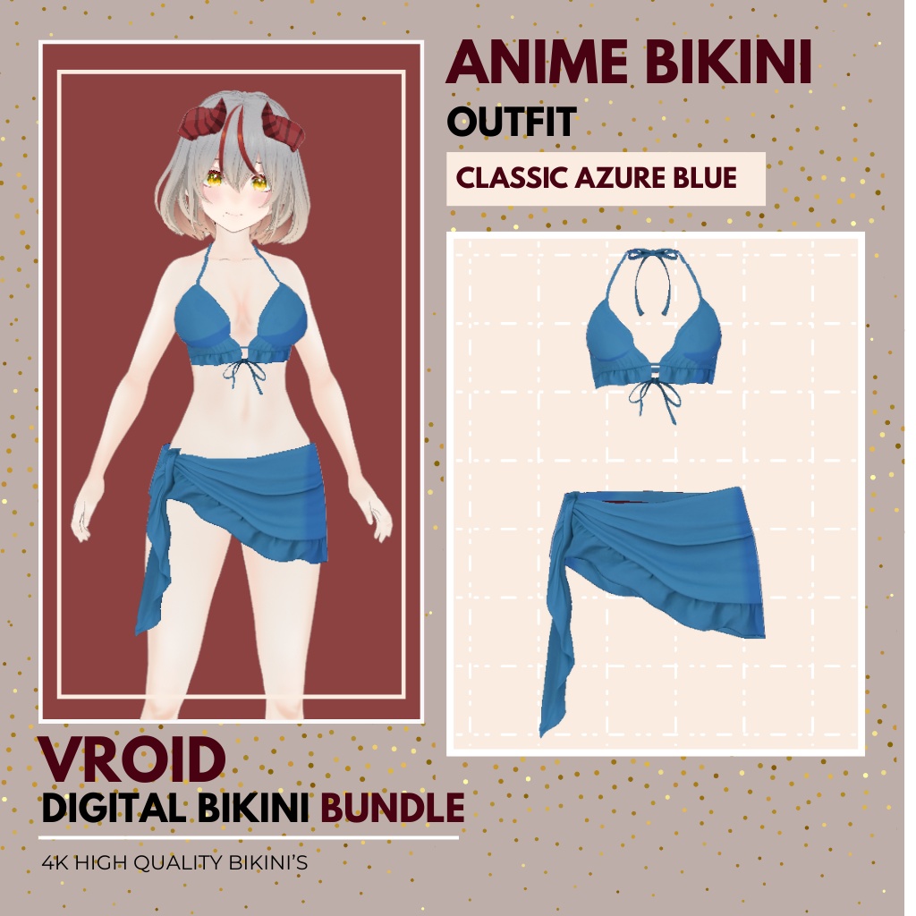 ぶいろいど びきに ぱっけーじ ふぉー ふぃめーる|ぶいろいど すたじお あうとふぃっと|あにめ すたいる VRoid Bikini Package for Female | VRoid Studio Outfit | Anime Style