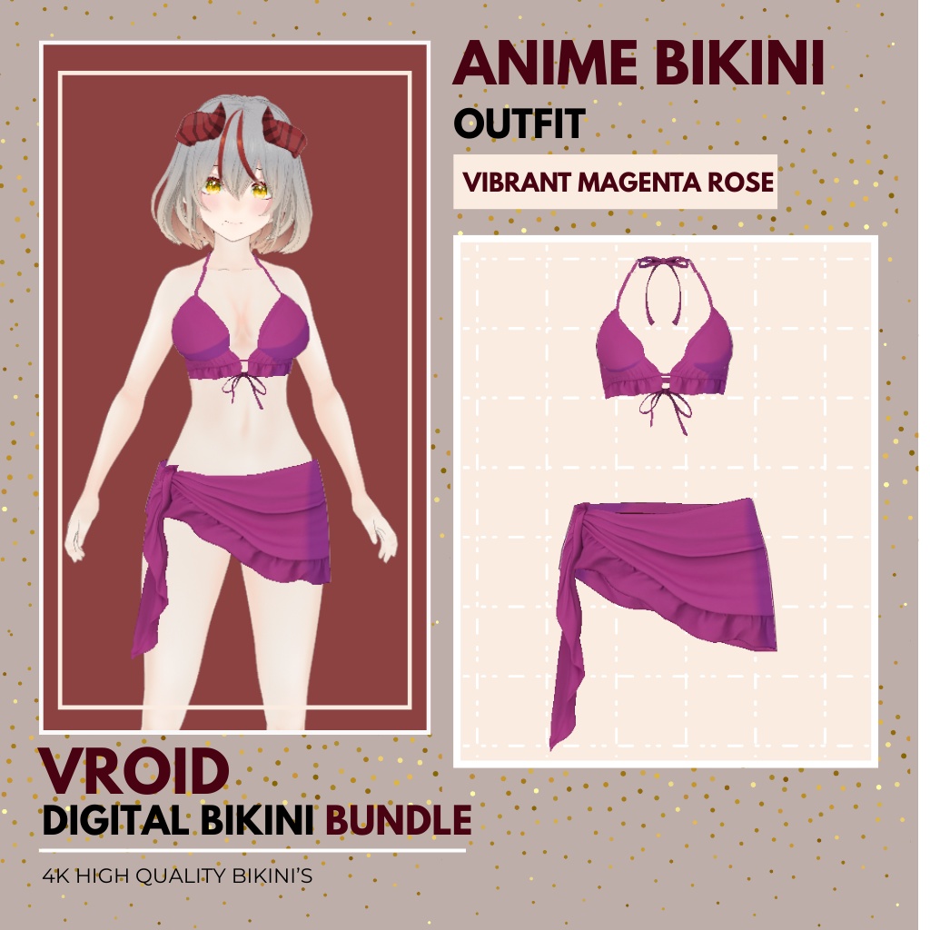 ぶいろいど びきに ぱっけーじ ふぉー ふぃめーる|ぶいろいど すたじお あうとふぃっと|あにめ すたいる VRoid Bikini Package for Female | VRoid Studio Outfit | Anime Style