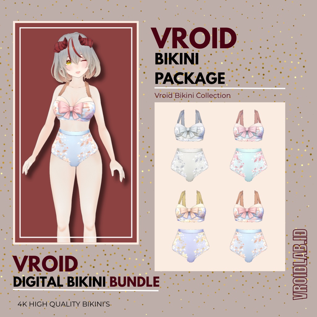 ぶいろいど びきに ぱっけーじ ふぉー ふぃめーる|ぶいろいど すたじお あうとふぃっと|あにめ すたいる VRoid Bikini Package for Female | VRoid Studio Outfit | Anime Style
