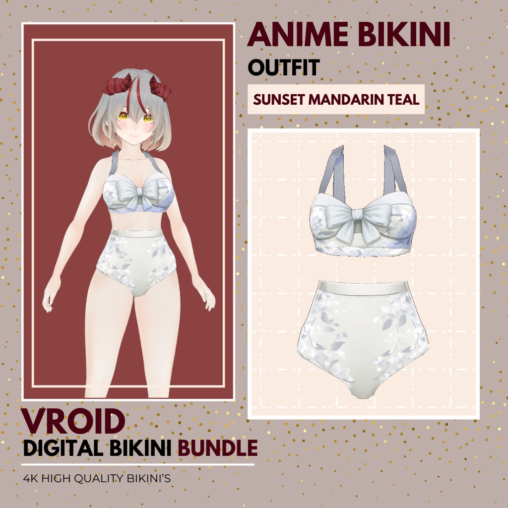 ぶいろいど びきに ぱっけーじ ふぉー ふぃめーる|ぶいろいど すたじお あうとふぃっと|あにめ すたいる VRoid Bikini Package for Female | VRoid Studio Outfit | Anime Style