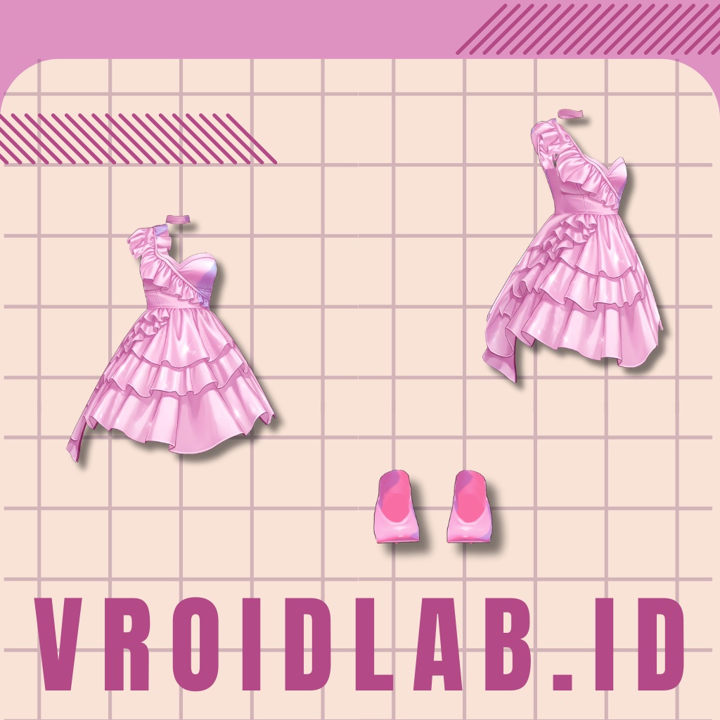キャンディブルームドレス| Candy Bloom Dress| VRoid Studio Outfit | Anime Style | Virtual Fashion