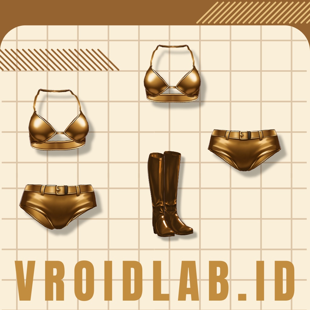 ごーるでん あんだーうぇあ | golden underwear | VRoid Studio Outfit | Anime Style | Virtual Fashion