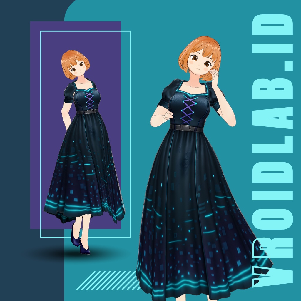 ねおん のわーる | neon noir | VRoid Studio Outfit | Anime Style | Virtual Fashion