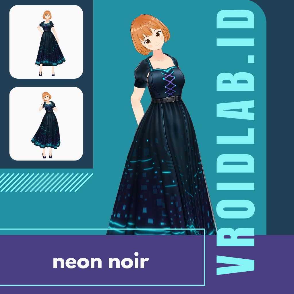 ねおん のわーる | neon noir | VRoid Studio Outfit | Anime Style | Virtual Fashion