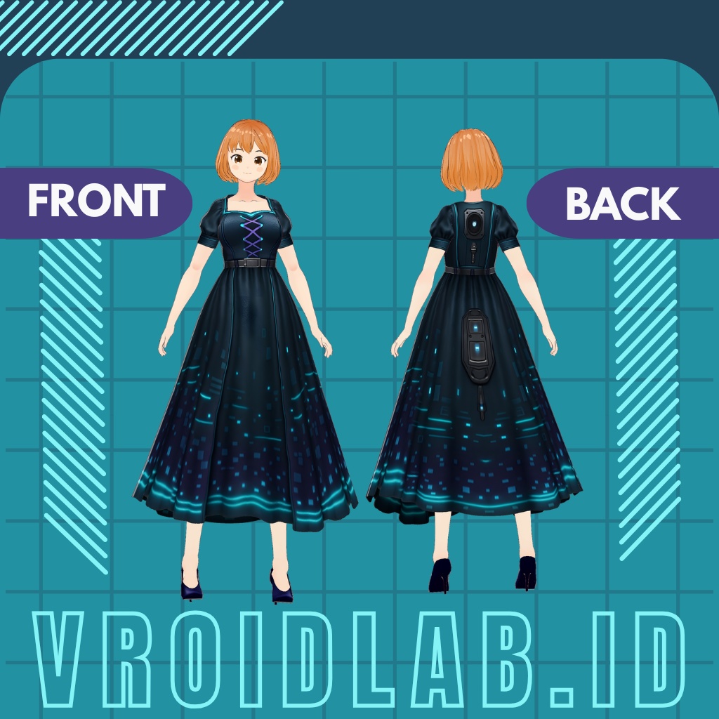 ねおん のわーる | neon noir | VRoid Studio Outfit | Anime Style | Virtual Fashion