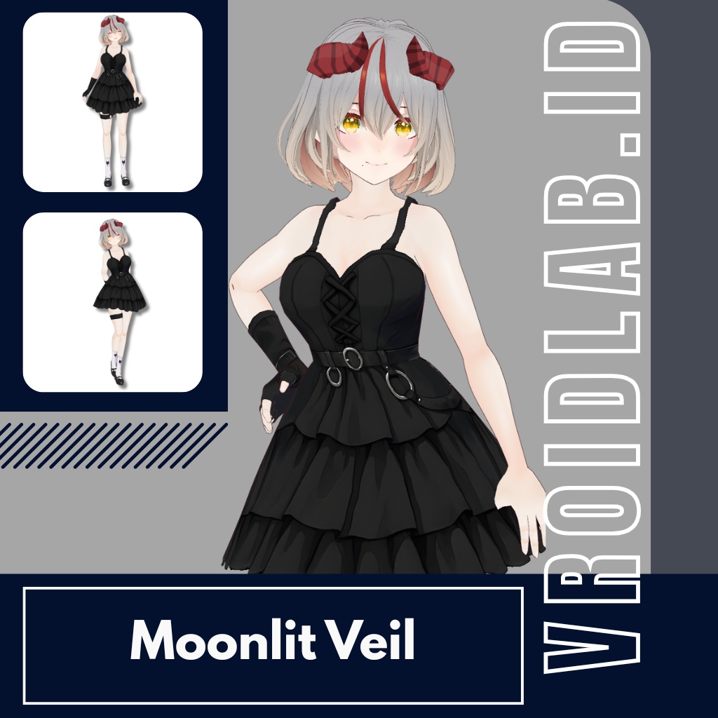 黒の幻想ドレス – VRoid Gothic Dress for Female | Anime Style