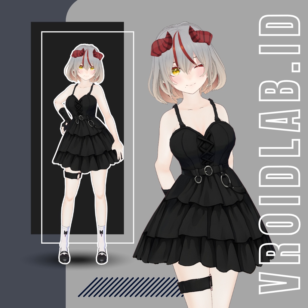 黒の幻想ドレス – VRoid Gothic Dress for Female | Anime Style